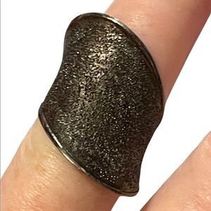 Charles Garnier Blk oxidized sterling silver constellation coll modernist ring